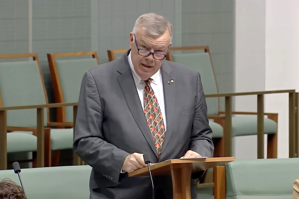 David Farley MP delivering his maiden speech in Federal Parliament
